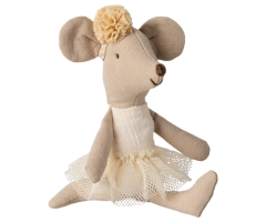 Maileg Ballerina Lillasyster Mus med Ballerinakjol och Hårband - Offwhite Vit