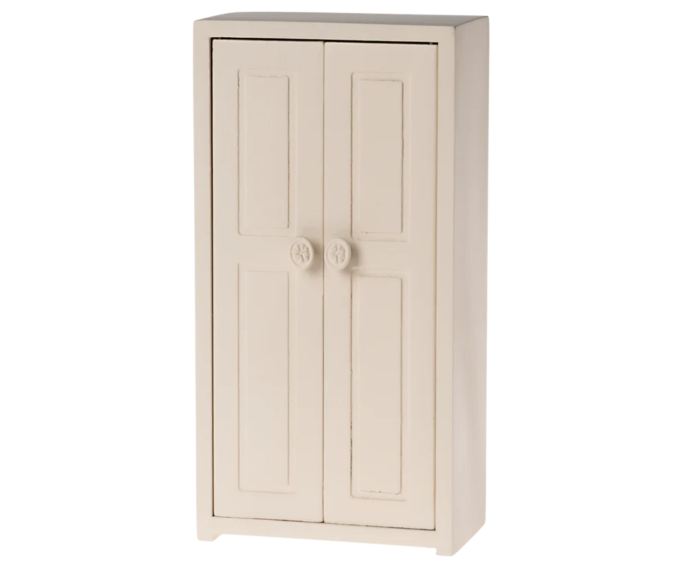 Maileg Liten Garderob med Tre Galgar - Cream Vit