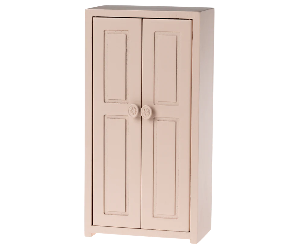 Maileg Liten Garderob med Tre Galgar - Light Rose Rosa