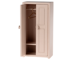 Maileg Liten Garderob med Tre Galgar - Light Rose Rosa