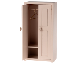 Maileg Liten Garderob med Tre Galgar - Light Rose Rosa