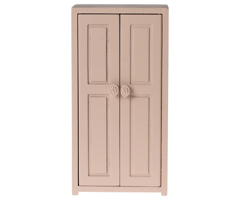 Maileg Liten Garderob med Tre Galgar - Light Rose Rosa