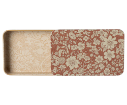 Maileg Ask i Metall Etui med Skjutlock Blommig Rosa - Plåtask med Lock Blossom Heather