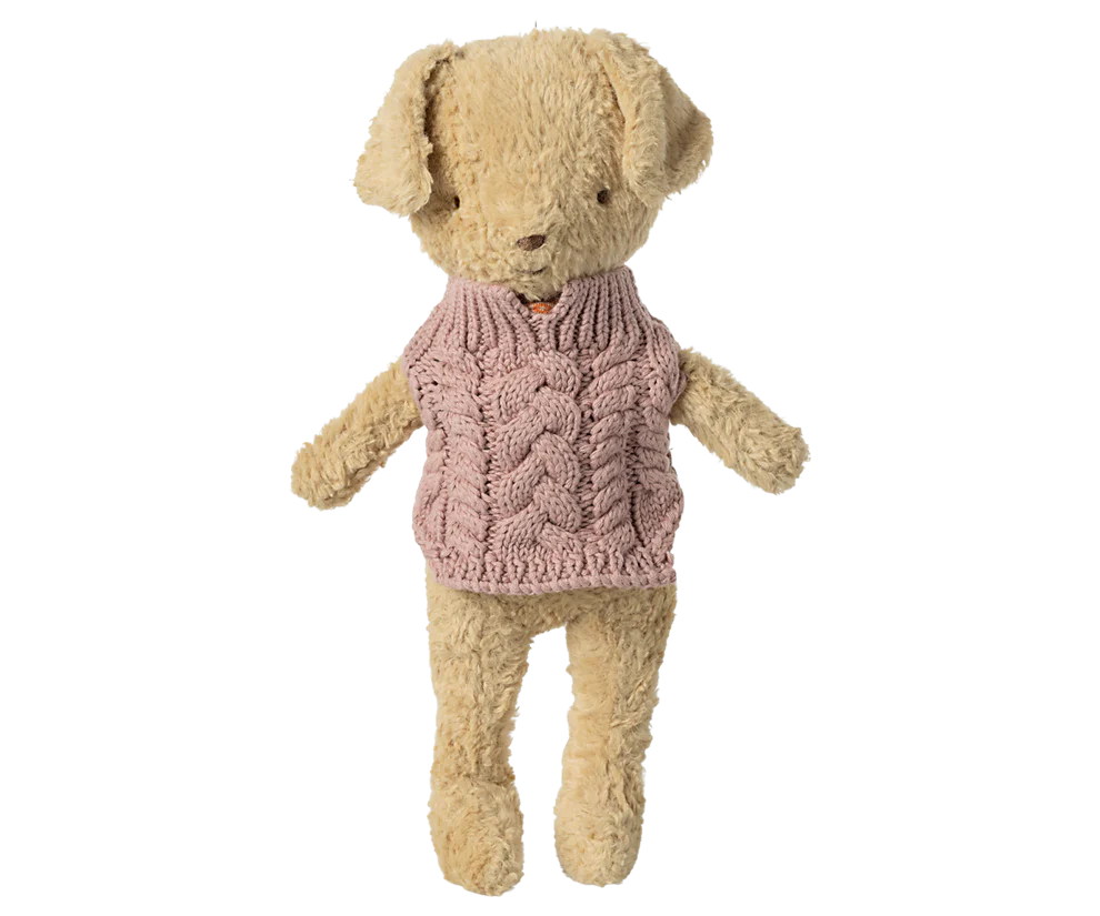 Maileg Stickad Tröja till Hund Valp Rosa - Dark Rose Puppy Supply