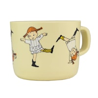 Mugg med Öra Pippi Långstrump Gul Astrid Lindgren Rätt Start Pippi Cirkus Barnmugg