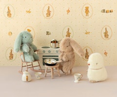 Maileg Liten Kanin i Plysch med Rosett Blå - Mint Bunny Mini