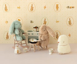 Maileg Liten Kanin i Plysch med Rosett Blå - Mint Bunny Mini