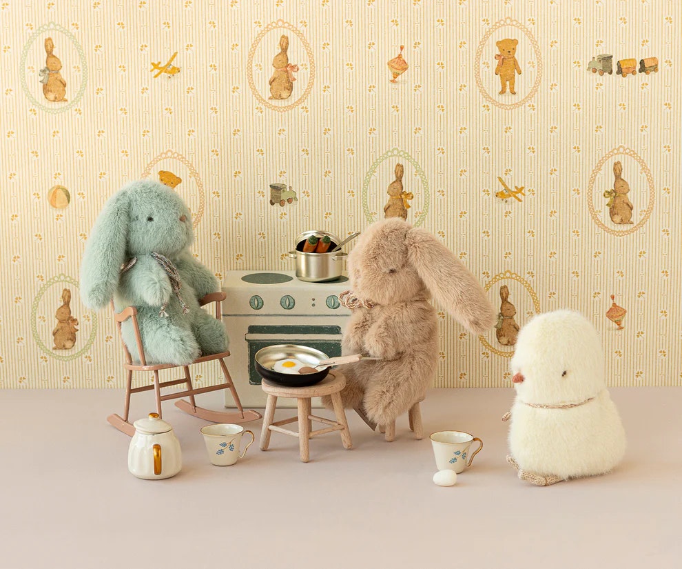 Maileg Liten Kanin i Plysch med Rosett Brun - Cream Peach Bunny Mini