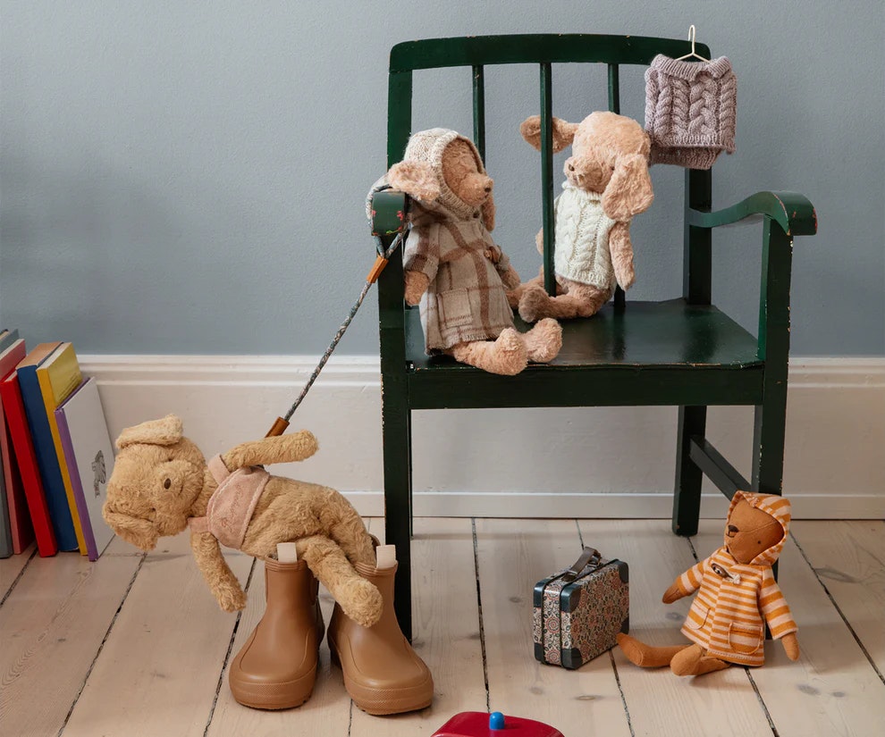 Maileg Pudel Hund Valp med Hängande Öron och Scarf - Poodle Dog Plush