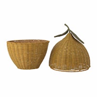 Bloomingville Förvaringskorg Med Lock Gul Citron - Sage Basket Leksaksförvaring Naturmaterial Dekoration till Barnrummet