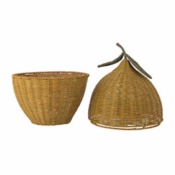 Bloomingville Förvaringskorg Med Lock Gul Citron - Sage Basket Leksaksförvaring Naturmaterial Dekoration till Barnrummet
