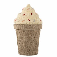 Bloomingville Förvaringskorg Med Lock Glass med Strössel - Cillie Basket Beige Naturmaterial Leksaksförvaring Dekoration till Barnrummet