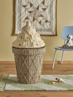 Bloomingville Förvaringskorg Med Lock Glass med Strössel - Cillie Basket Beige Naturmaterial Leksaksförvaring Dekoration till Barnrummet