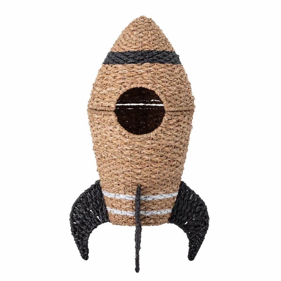 Bloomingville Förvaringskorg Med Lock Raket - Cosmina Basket Leksaksförvaring Naturmaterial Beige Svart Dekoration till Barnrummet