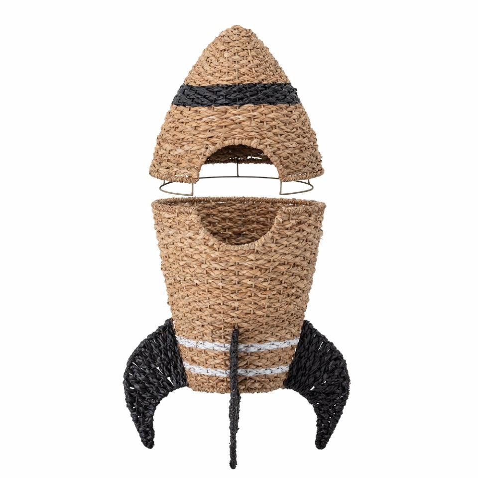 Bloomingville Förvaringskorg Med Lock Raket - Cosmina Basket Leksaksförvaring Naturmaterial Beige Svart Dekoration till Barnrummet