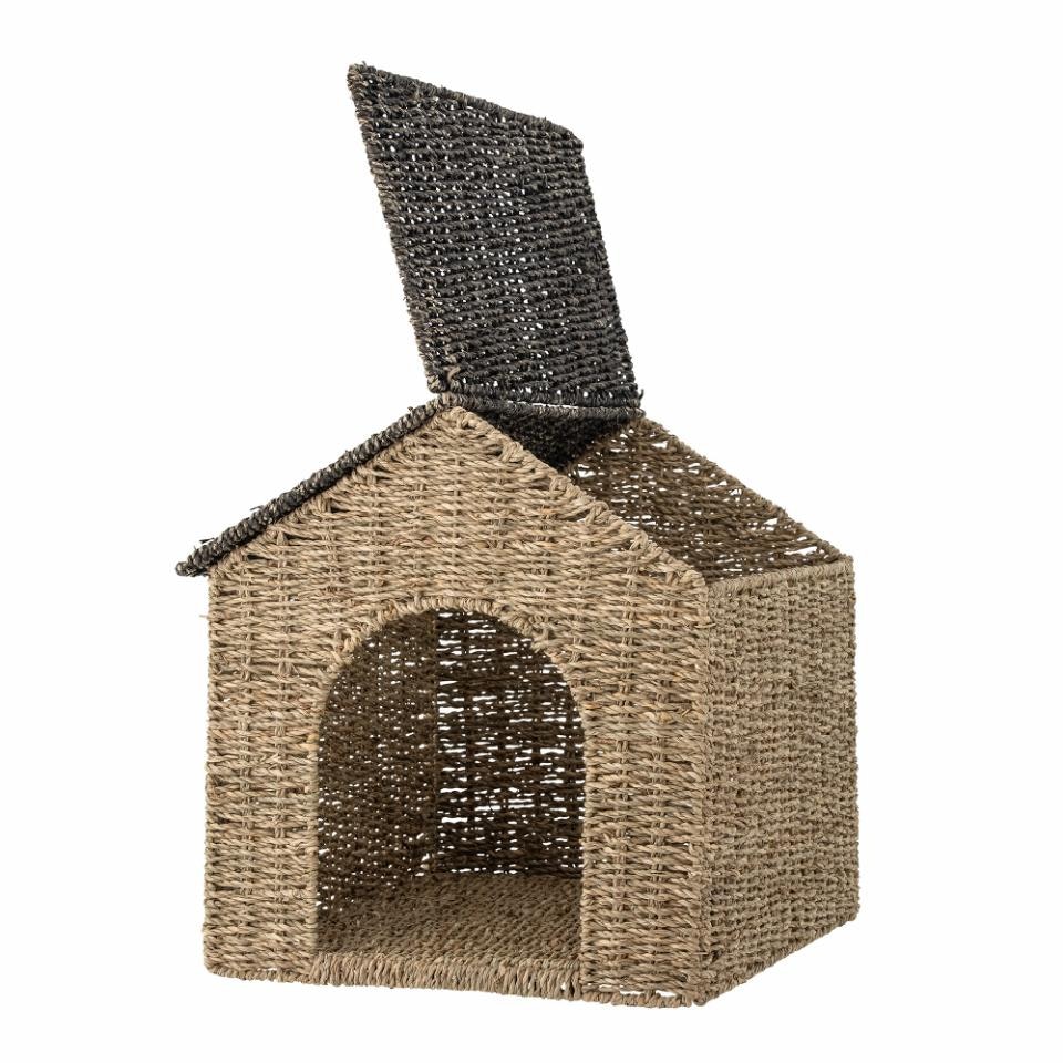 Bloomingville Förvaringskorg Med Lock Hundkoja Natur - Fredie Basket Brun med Mörkbrunt Öppningsbart Tak