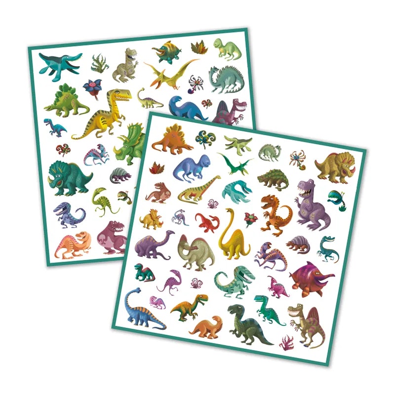 Djeco Klistermärken Dinosaurie - Dino 160 Roliga Klistermärken