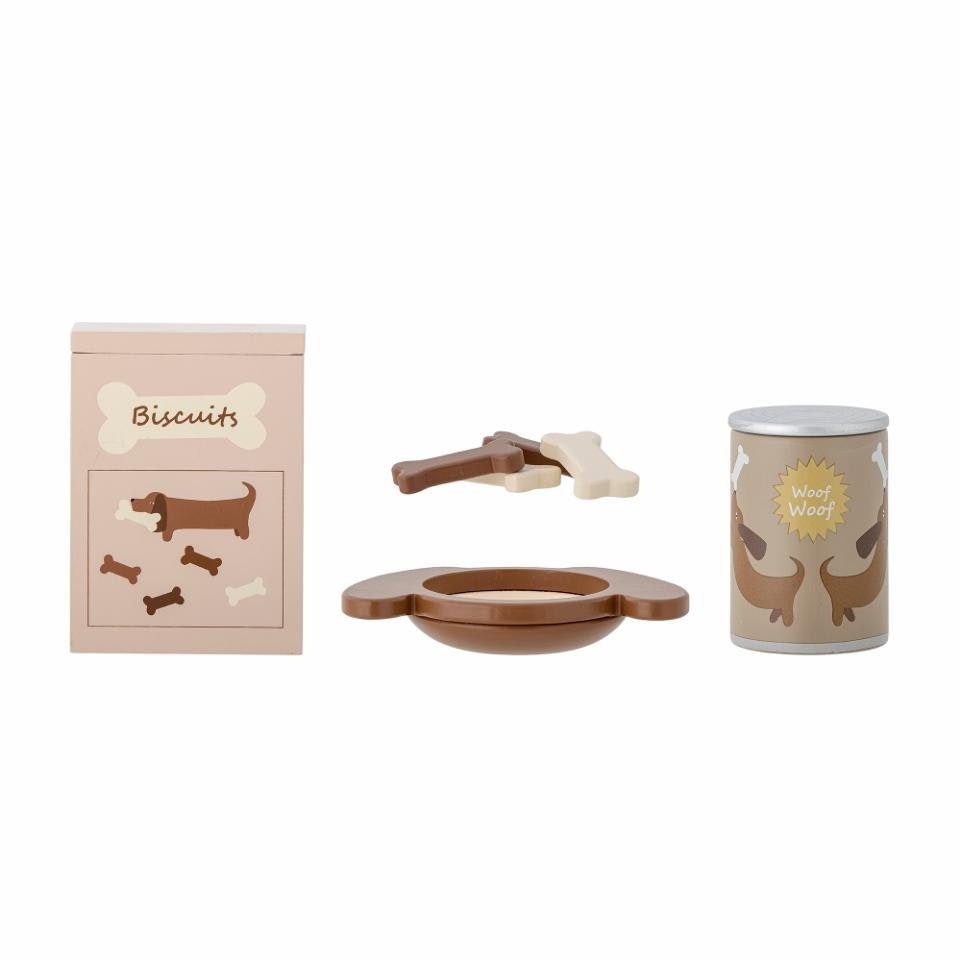 Bloomingville Hundmatskål med Tillbehör - Lekset i Trä Charlie Play Set Hundmat Hundkex Hundben