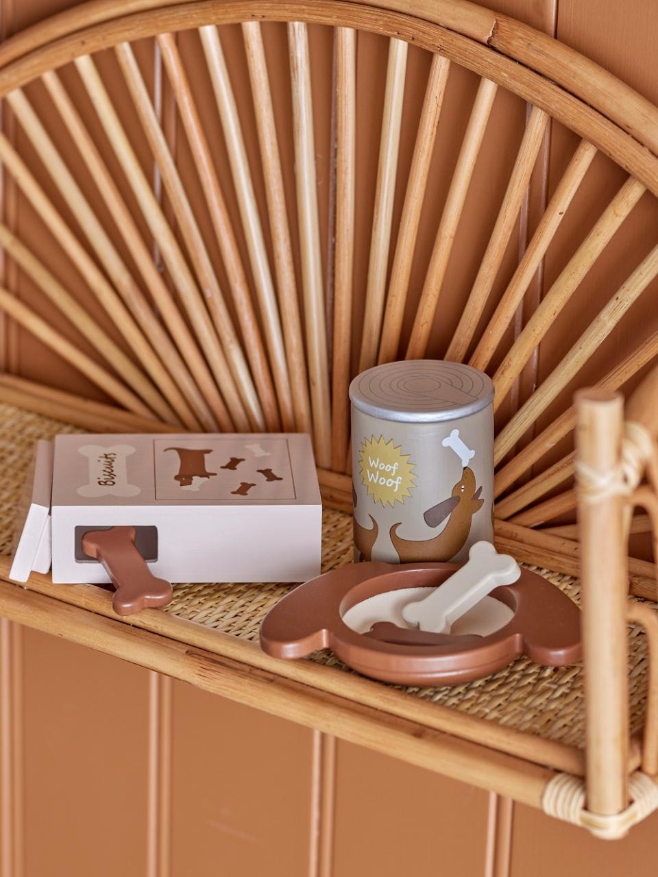 Bloomingville Hundmatskål med Tillbehör - Lekset i Trä Charlie Play Set Hundmat Hundkex Hundben