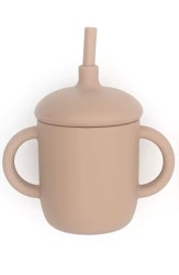 Silikonmugg med Lock och Sugrör Beige