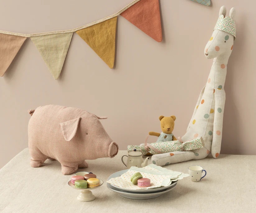Maileg Rutig Gris Small - Polly Pork Mjukisdjur Rosa
