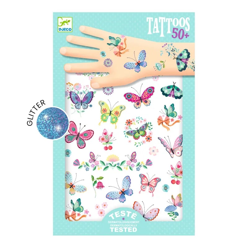 Storpack Glittriga Tatueringar Fjäril - Tattoos Dream Butterflies