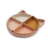 Liewood Arne Silikon Tallrik med Fack - Divider Plate Cat Rose Multi Barnservis Katt Rosa