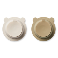 Liewood Skålar i Silikon med Sugpropp - Peony Suction Bowl Sandy/ Oat 2-pack Barnservis Nalle Beige Vit