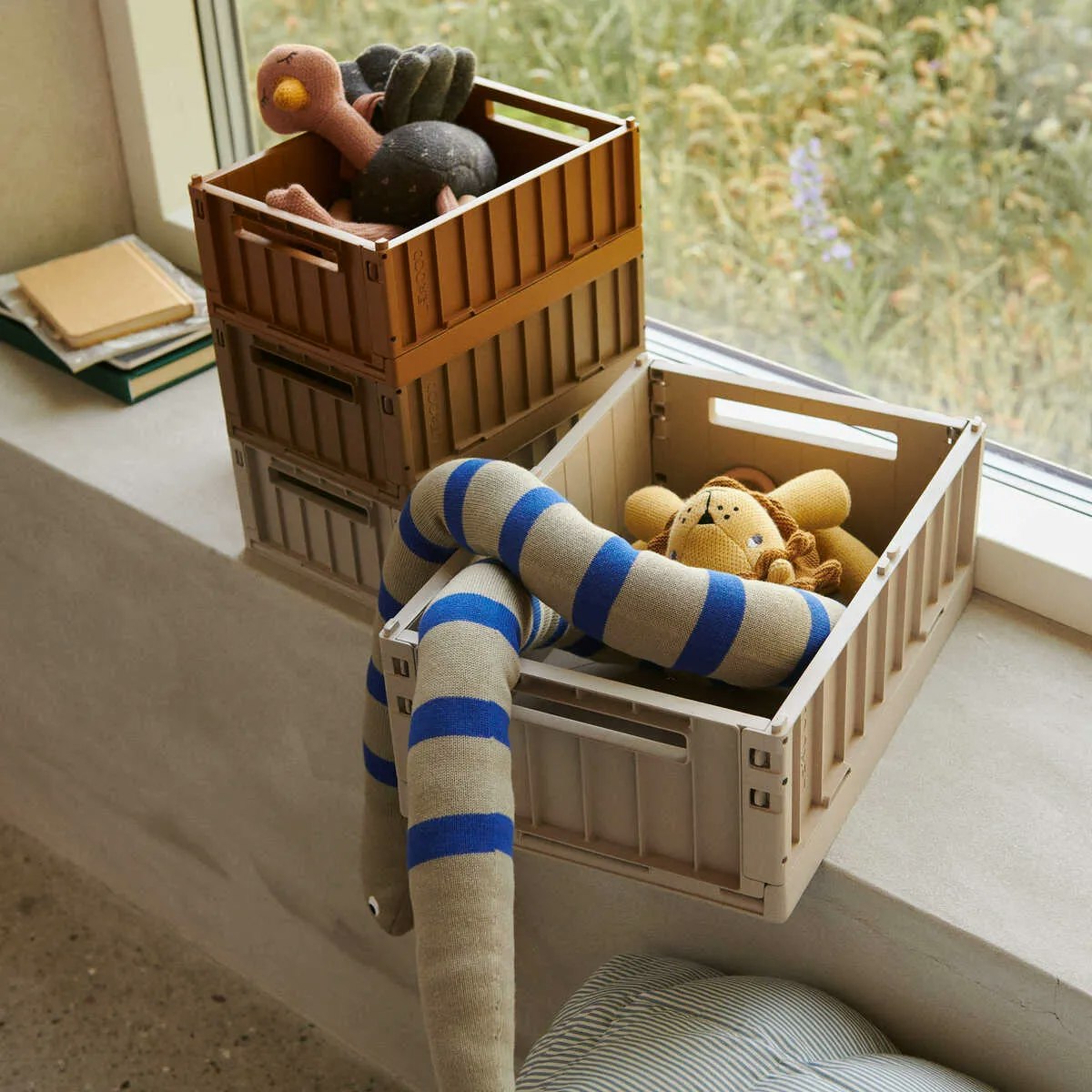 Liewood Stapelbar Hopfällbar Förvaring Small 2-pack - Back Weston Storage Box S Sandy Leksaksförvaring Back Liten