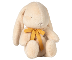 Maileg Kanin i Plysch med Rosett Small Vit - Bunny Plusch Cream med Gul Rosett