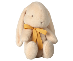 Maileg Kanin i Plysch med Rosett Medium Vit - Bunny Plush Cream med Gul Rosett