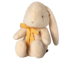 Maileg Kanin i Plysch med Rosett Medium Vit - Bunny Plush Cream med Gul Rosett