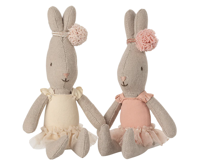 Maileg Kanin Ballerina Micro Cream Vit - Rabbit med Ballerinakjol och Hårband