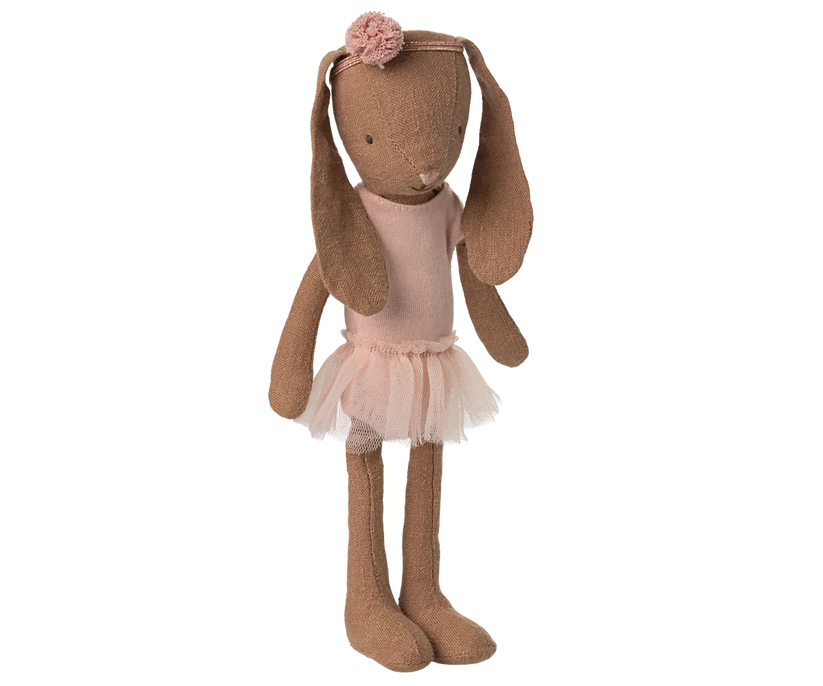 Maileg Brun Kanin Storlek 1 - Bunny Ballerina Rose Rosa med Ballerinakjol och Hårband