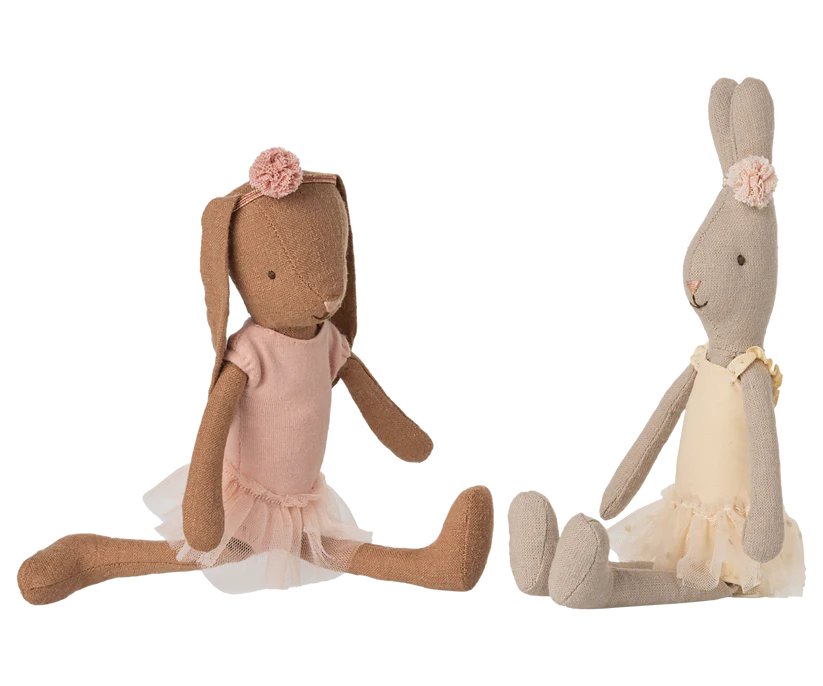 Maileg Brun Kanin Storlek 1 - Bunny Ballerina Rose Rosa med Ballerinakjol och Hårband