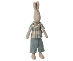 Maileg Kanin Storlek 1 - Rabbit med Blå Rutig Skjorta och Blå Byxor