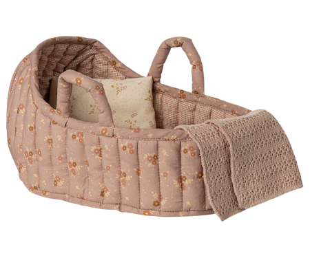 Maileg Carrycot Liggdel Large - Blommig Rosa med Kudde och Filt
