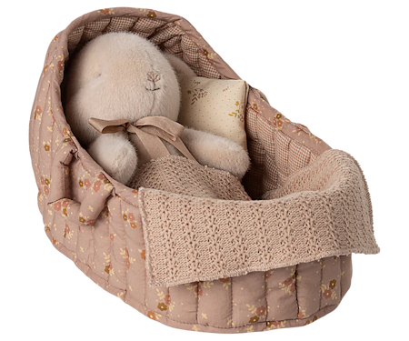 Maileg Carrycot Liggdel Large - Blommig Rosa med Kudde och Filt