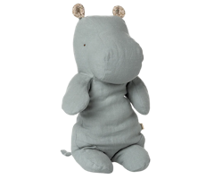 Maileg Flodhäst Medium Ljusblå - Safari Friends Hippo Medium Blue Grey Blå