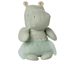 Maileg Flodhäst Small med Ballerinakjol Blå - Safari Friends Ballerina Hippo With Skirt Mint