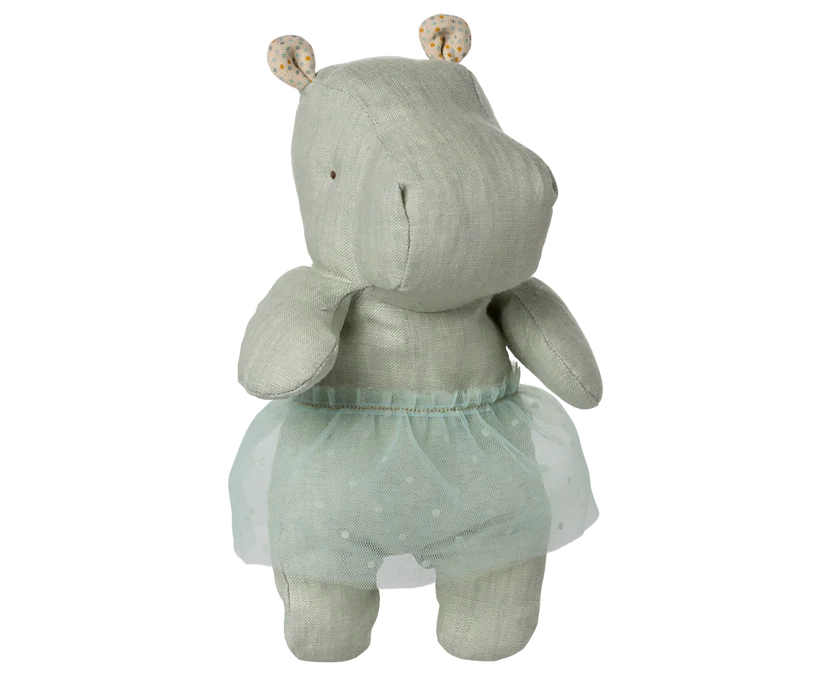 Maileg Flodhäst Small med Ballerinakjol Blå - Safari Friends Ballerina Hippo With Skirt Mint
