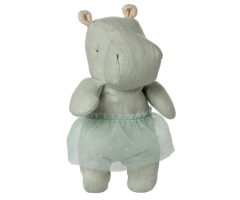 Maileg Flodhäst Small med Ballerinakjol Blå - Safari Friends Ballerina Hippo With Skirt Mint