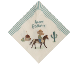 Maileg Servetter Häst Cowboy Blå - Happy Birthday Cowboy