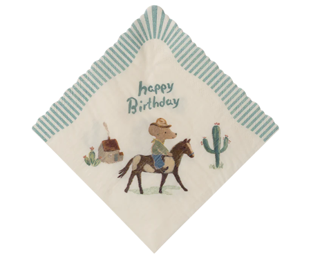 Maileg Servetter Häst Cowboy Blå - Happy Birthday Cowboy