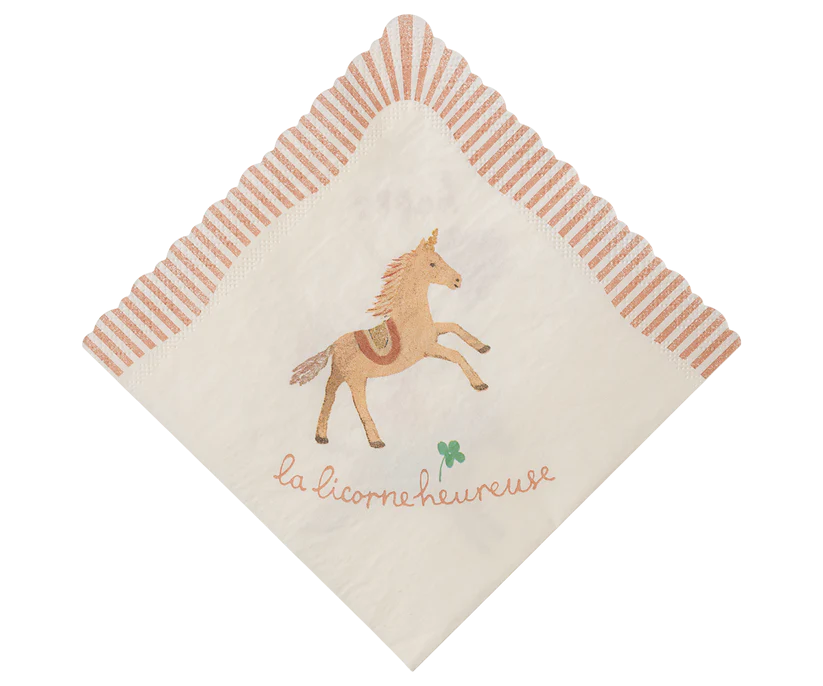 Maileg Servetter Enhörning Rosa - Happy Birthday Unicorn