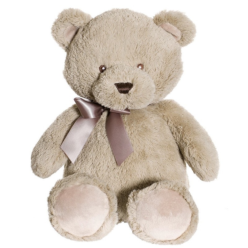 Teddykompaniet Mjuk Nalle med Rosett Beige - Elton Stor Mjukisdjur