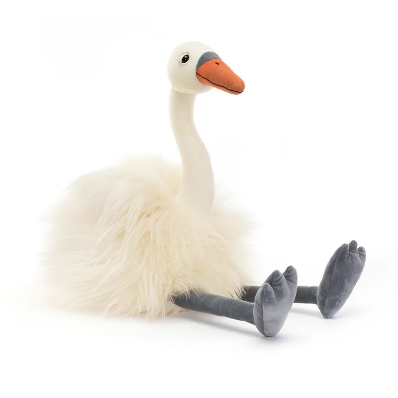 Jellycat Stor Svan med Fluffig Päls