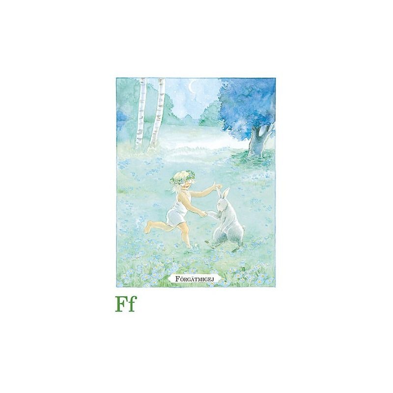 Vykort Majas Alfabet - F som i Förgätmigej