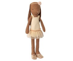 Maileg Brun Kanin Storlek 2 - Bunny Ballerina Cream Vit med Ballerinakjol Skor och Hårband