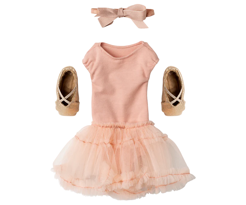 Maileg Brun Kanin Storlek 3 - Bunny Ballerina Rose Rosa med Ballerinakjol och Hårband